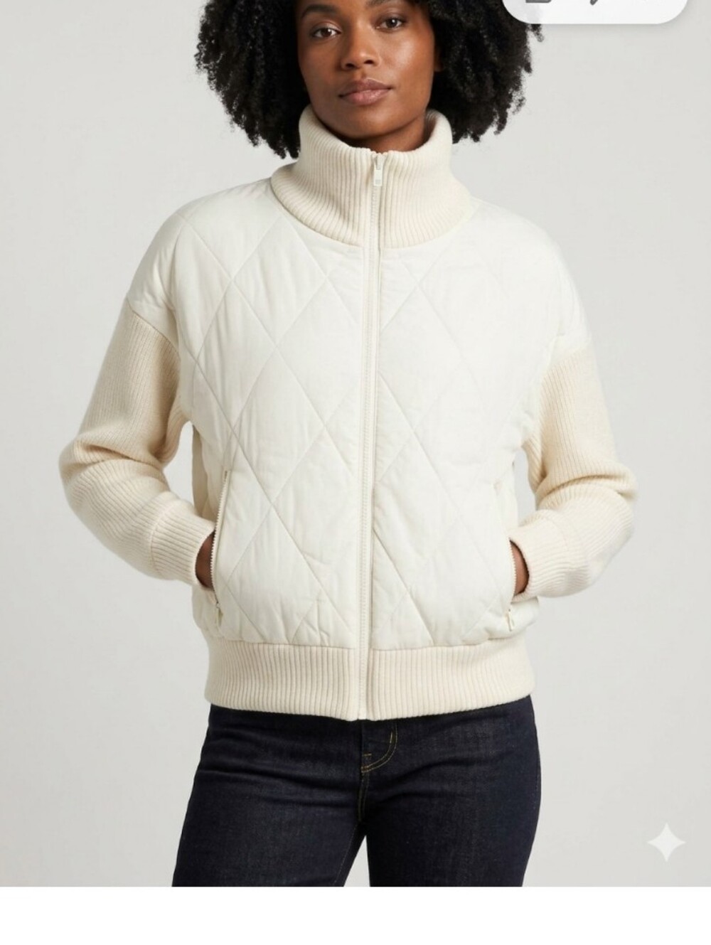 Nordstrom Zella High Collar Fall Coat Ivory
